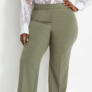 NWT Ashley Stewart Women Wide Leg High Waist Dusty Olive Pants sz 20